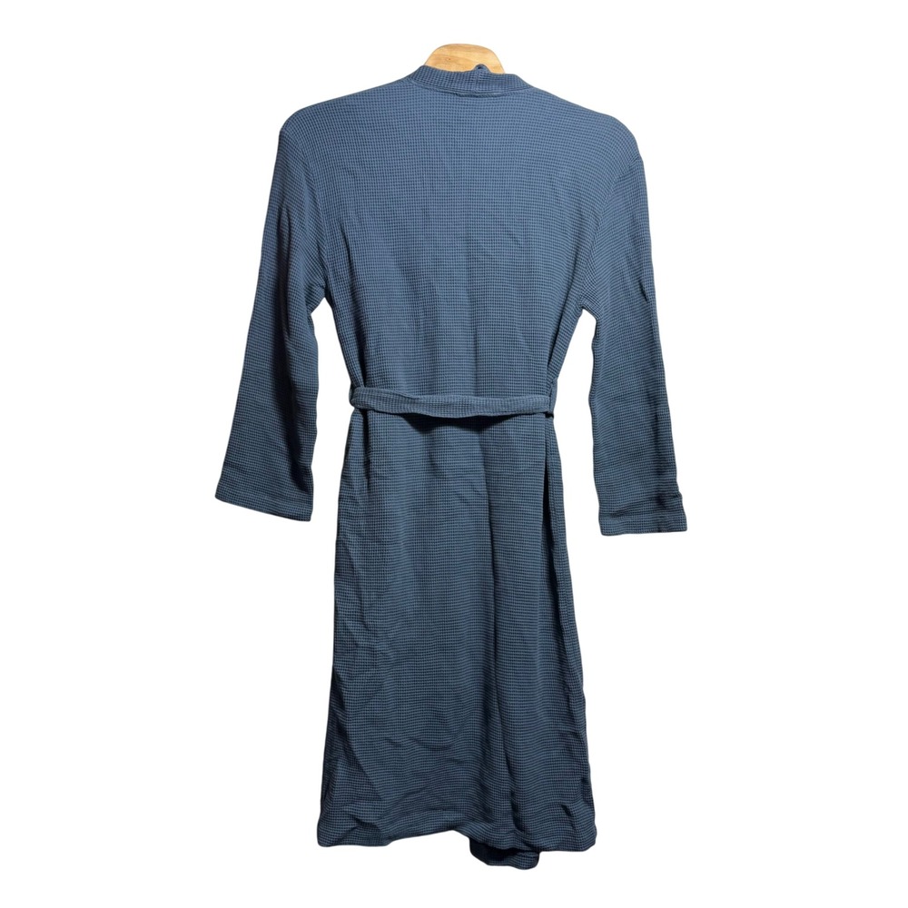 Cariloha Waffle Knit Bamboo Viscose Cotton Robe Blue Gray Size S/M